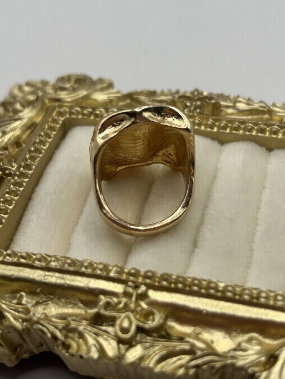 Gold Tone Organic Melted Metal Statement Ring Size 5.5 Sculptural Hammered Look - Picture 8 of 12